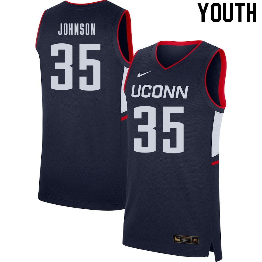 Youth #35 Samson Johnson Uconn Huskies College Basketball Jerseys Sale-Navy